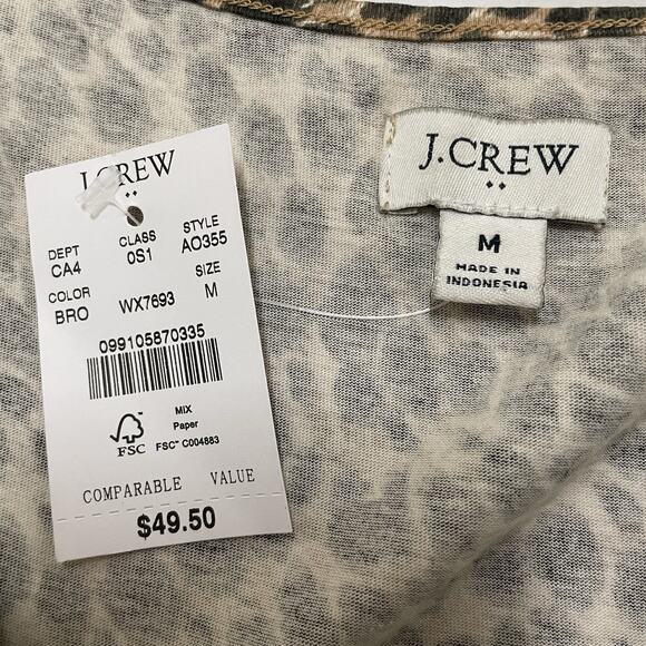 J.Crew Midi Tank Dress Women Size M Animal Print Cotton Scoop Neck Side Slit NEW - Picture 6 of 9